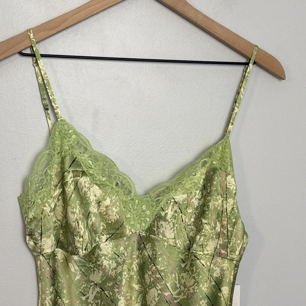 Gold Hawk Midi Silk Slip Dress‎ Women's Medium Tarragon NEW